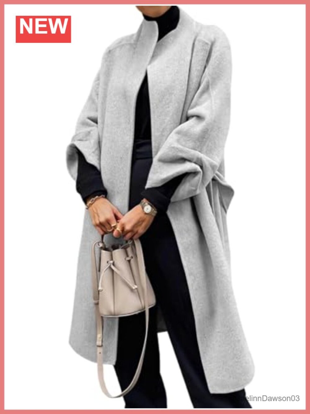 Wool Blend Oversized Wrap Pea Coat Long Trench Winter Open Front Cardigan